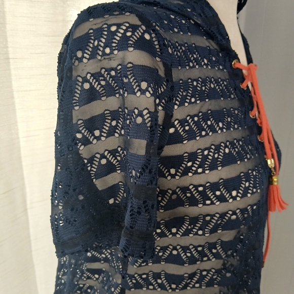 Ingear Resort Beach Coverup Hooded Navy Sz M. FL - Picture 4 of 9